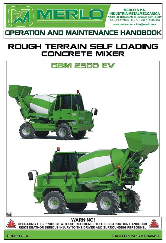Merlo DBM2500EV Operation and Meintenance handbook [PDF] ENG