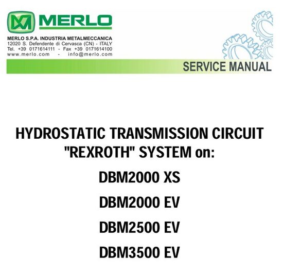 Merlo DBM 2000–3500 EV Rexroth Hydrostatic Transmission Service Manual [PDF] ENG