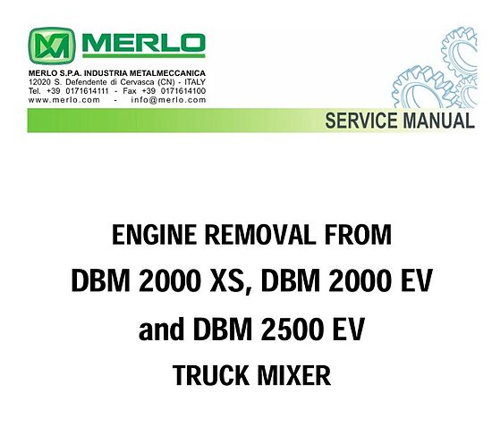 Merlo DBM 2000 XS, DBM 2000 EV and DBM 2500 EV Engine Removal Service Manual [PDF] ENG