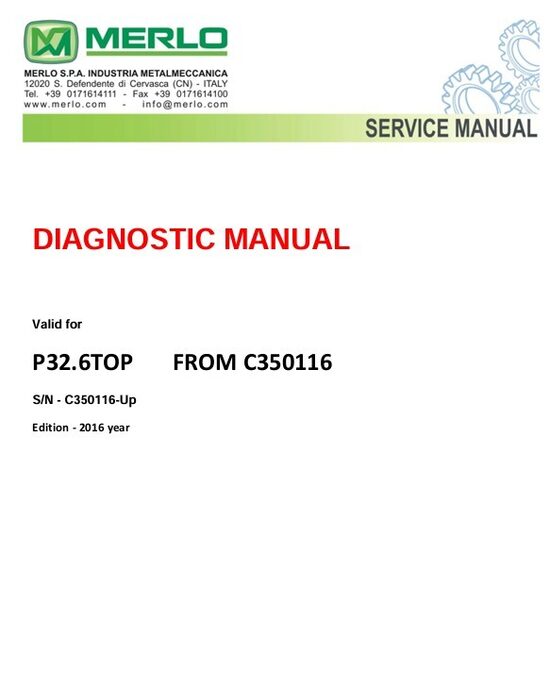 Merlo Panoramic P32.6 TOP FROM C350116-Up DIAGNOSTIC MANUAL- English version [PDF]