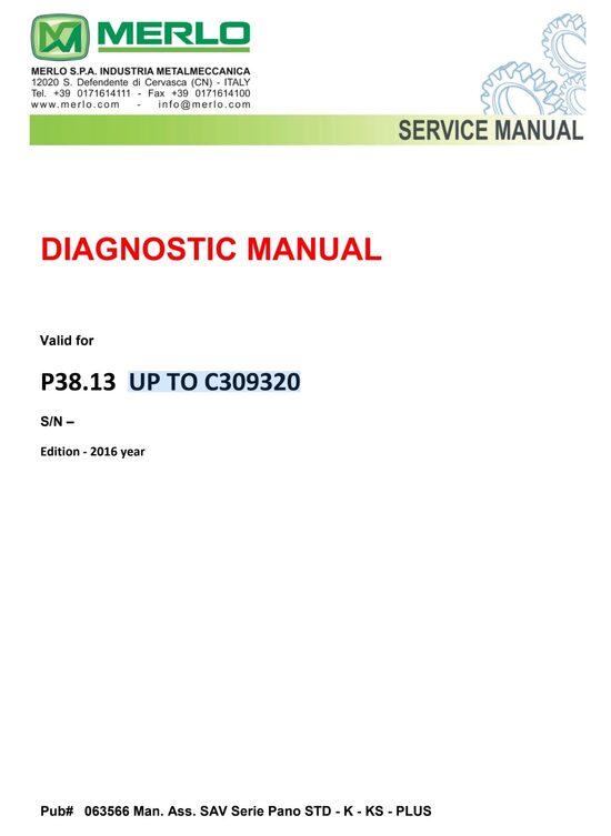 Merlo P38.13 UP TO C309320 DIAGNOSTIC MANUAL- English version [PDF]