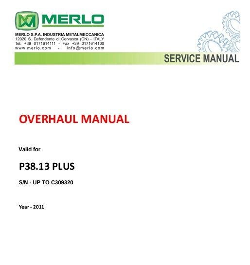 Merlo P38.13 UP TO C309320 Service manual - English version [PDF]