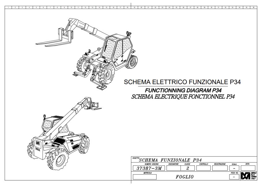 Merlo Turbofarmer (P34.7 – P38.10 PLUS TOP) Service Manual, Mechanic Manual, Hydraulic & Electrical Diagram DE [PDF]