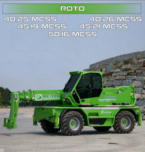 Merlo ROTO MCSS (R40.25 – R40.26 – R40.30 – R45.19 – R45.21, R50.16 – R60.24) Service Manual, Mechanic Manual, Hydraulic & Electrical Diagram DE [PDF]