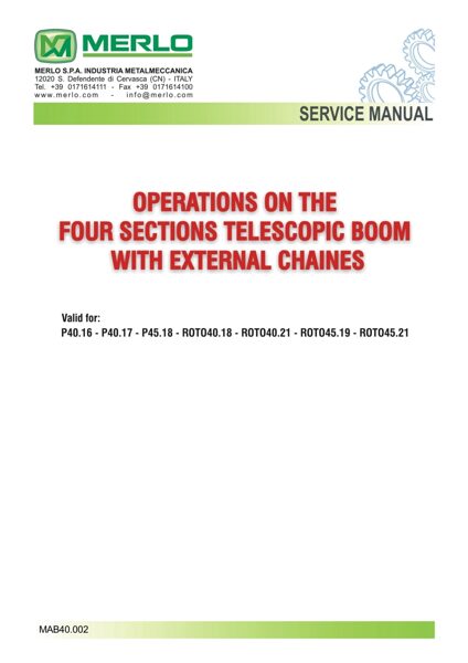 Merlo Four section telescopic boom service