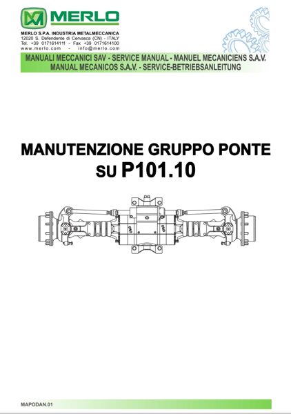 Merlo axle P101.10 workshop manual PDF format