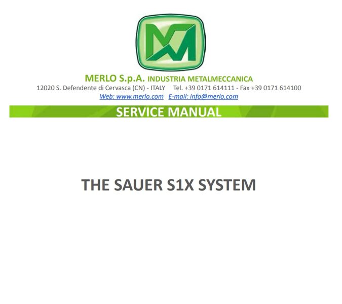 Merlo THE SAUER S1X SYSTEM service manual ENG [PDF]