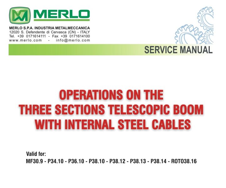 Merlo Three Sections Telescopic Boom service manual - MF30.9, P34.10, P36.10, P38.10, P38.12, P38.13, P38.14, Roto38.16 ENG [PDF]
